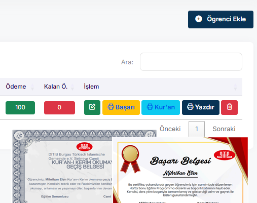 Cami Üye Sistemi Öğrenci Modülü Yenilendi!