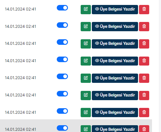 Üyelerin Kayıt Sonrası Belge Olarak Yazdırılması ve Dosyalanması Hizmeti